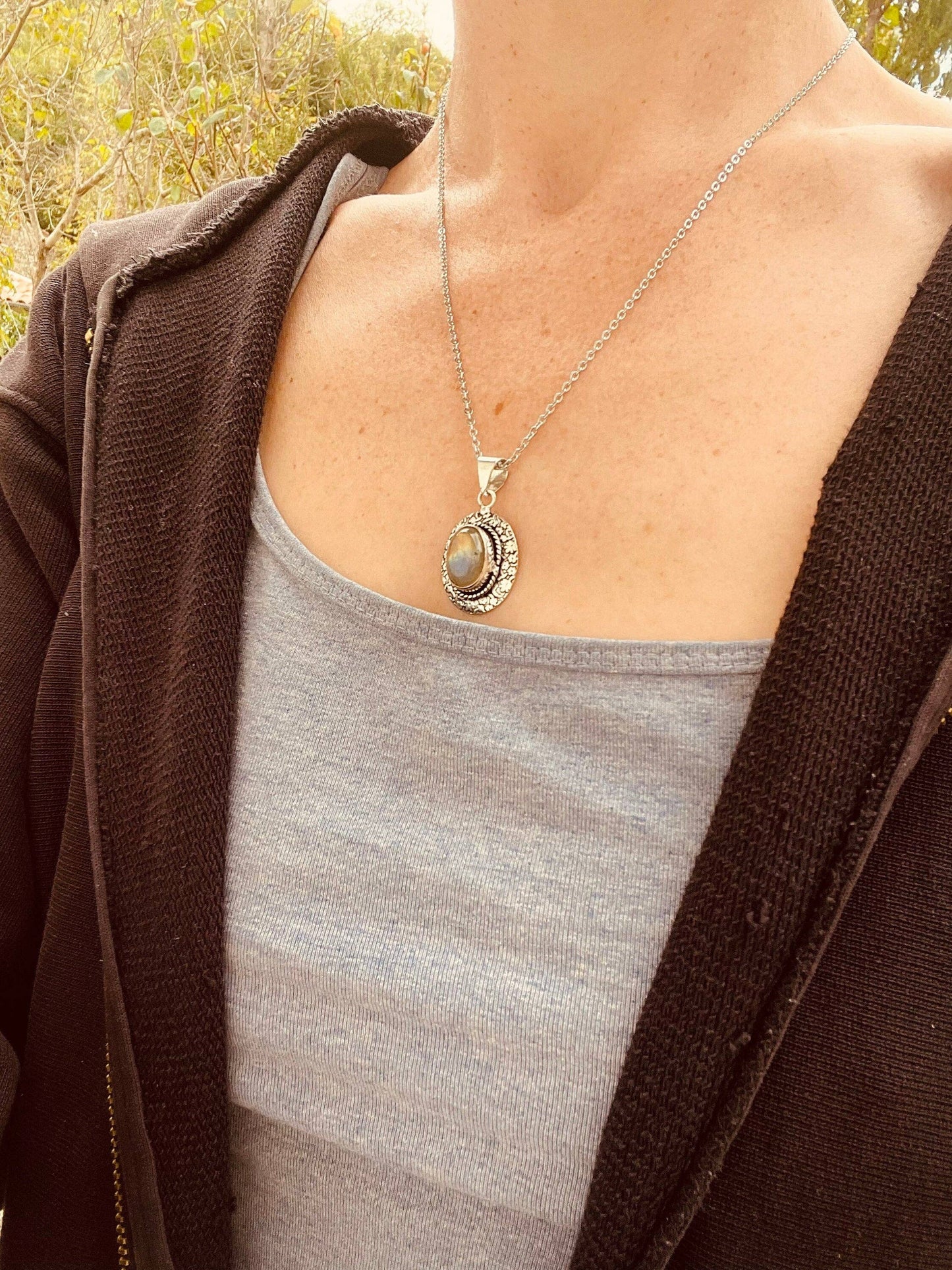 Labradorite Silver Necklace