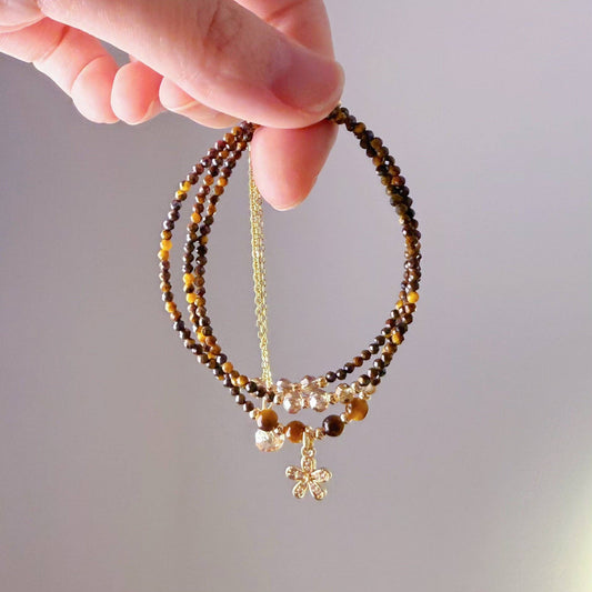 Handmade Tiger's Eye Crystal Necklace Multi Strap Bracelet