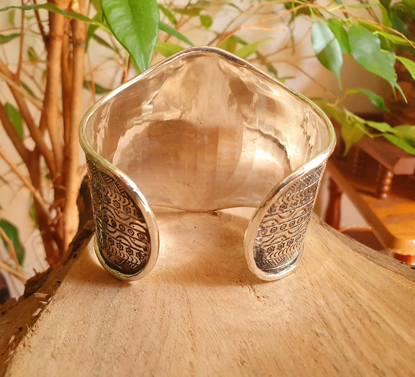 Aztec Silver Cuff Bracelet / Tribal / Inca