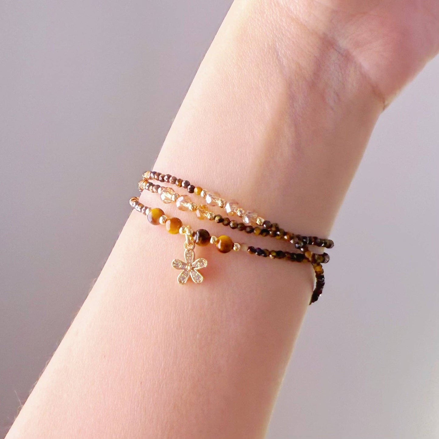 Handmade Tiger's Eye Crystal Necklace Multi Strap Bracelet