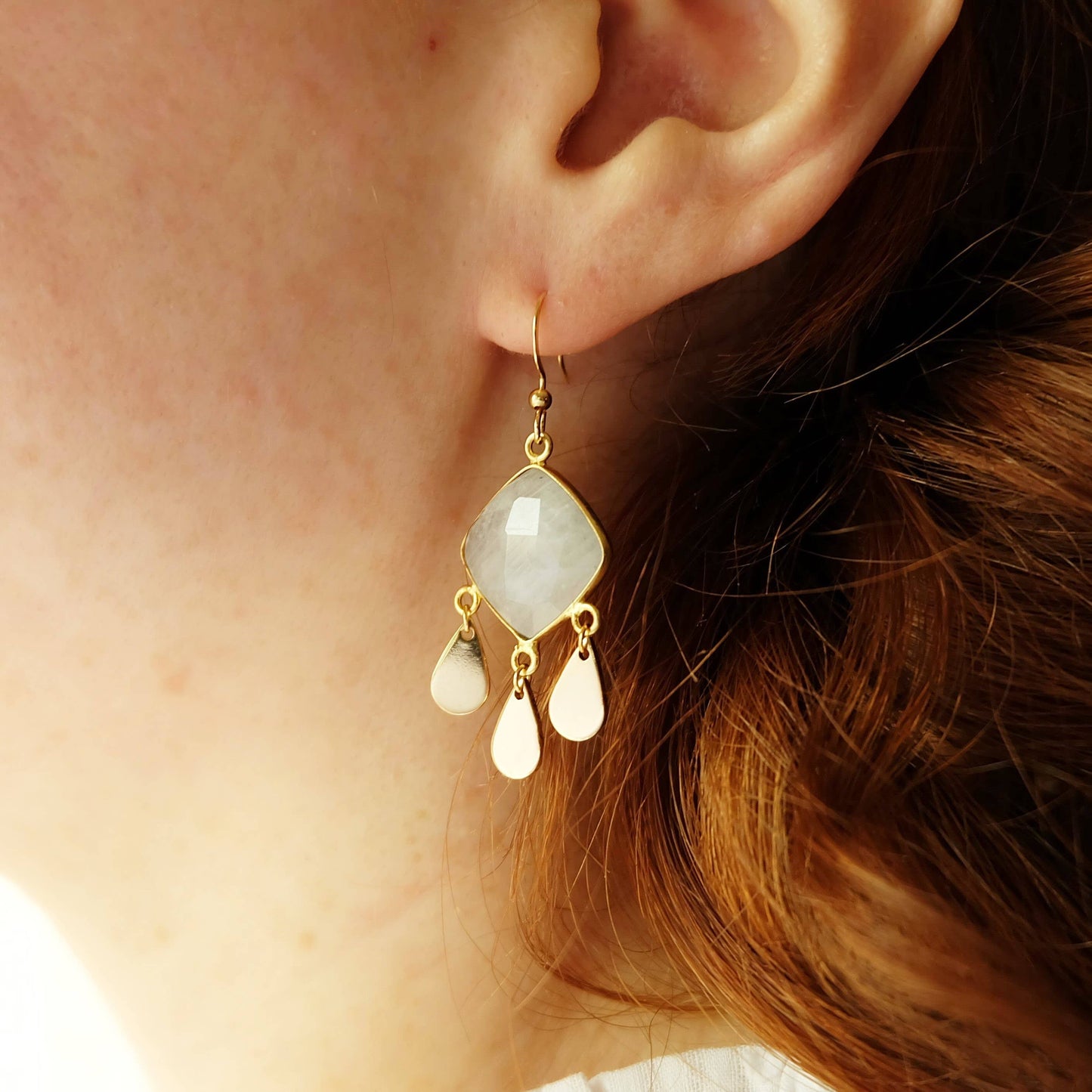 Moonstone Boho Dangly Earrings