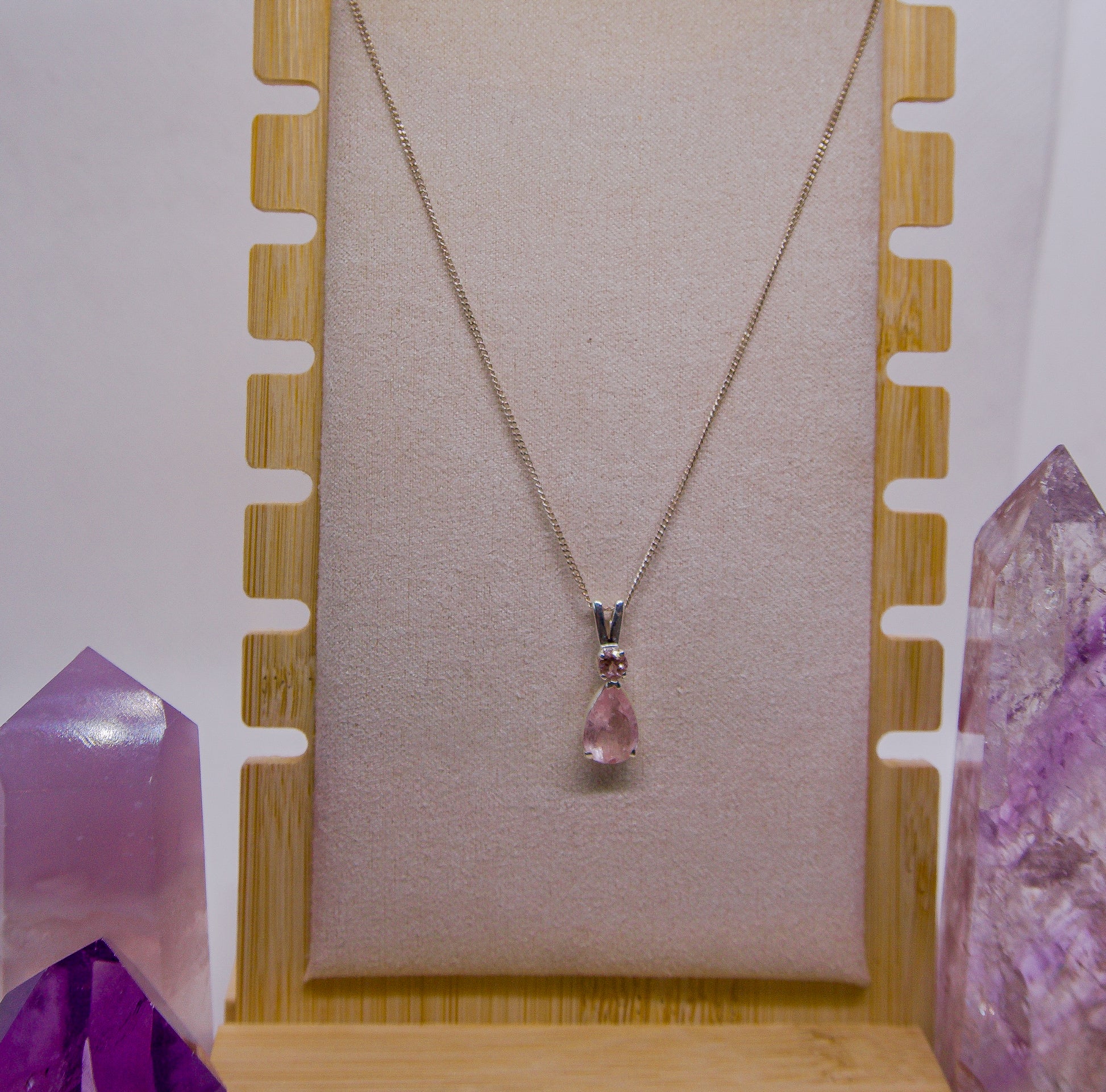 Morganite Pendant Stainless Steel Chain | Stone & Spirit