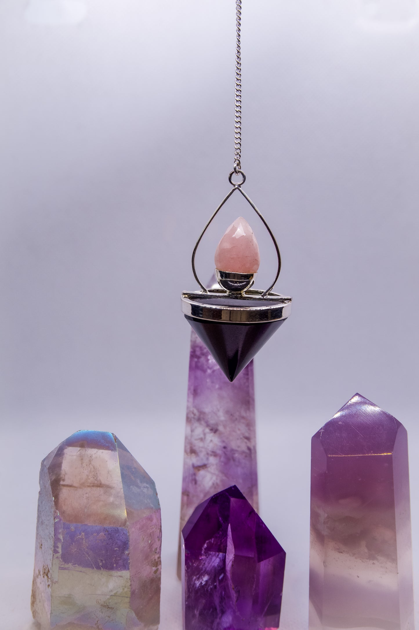 Rose Quartz Bracelet and Tourmaline Pendulum | Stone & Spirit