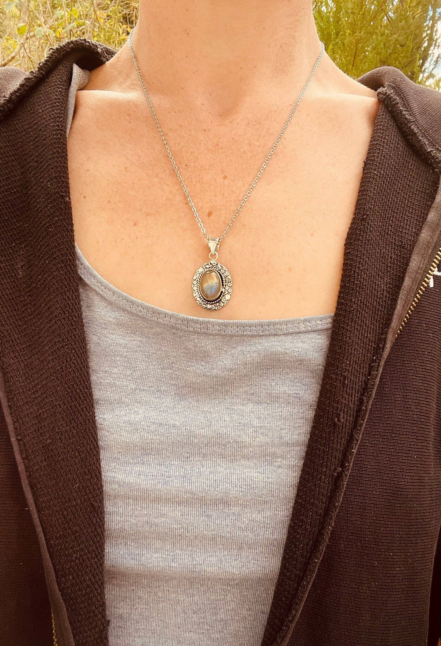 Labradorite Silver Necklace