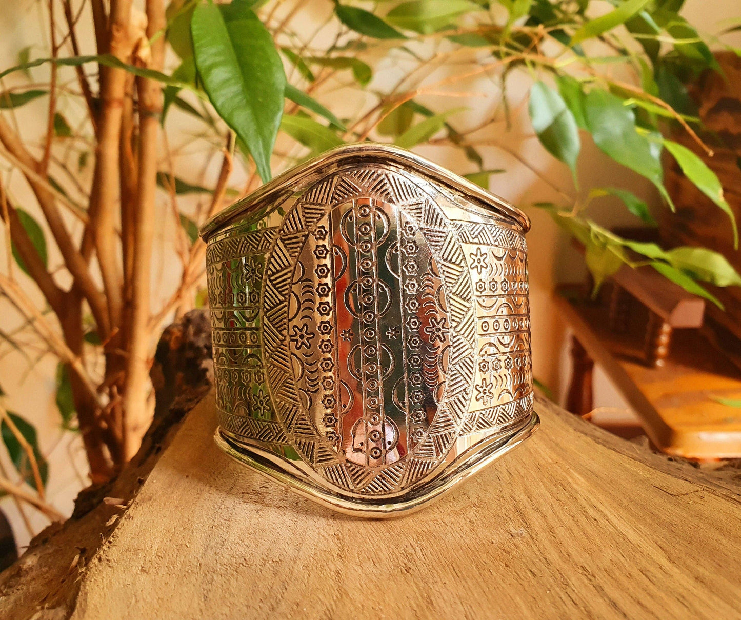 Aztec Silver Cuff Bracelet / Tribal / Inca