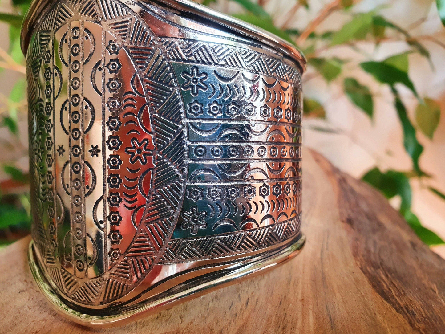Aztec Silver Cuff Bracelet / Tribal / Inca