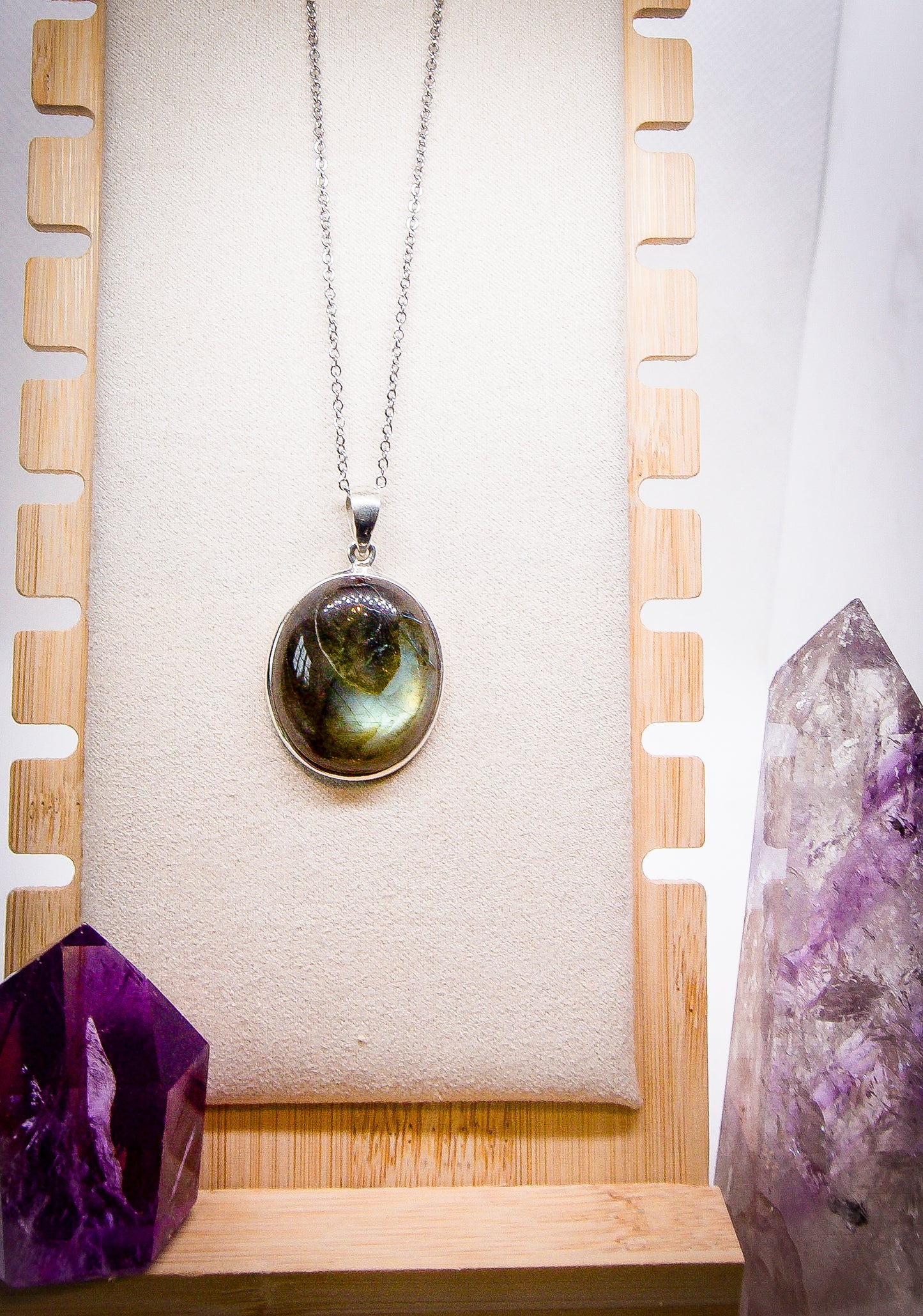 Labradorite Pendant with Stainless Steel Chain | Stone & Spirit