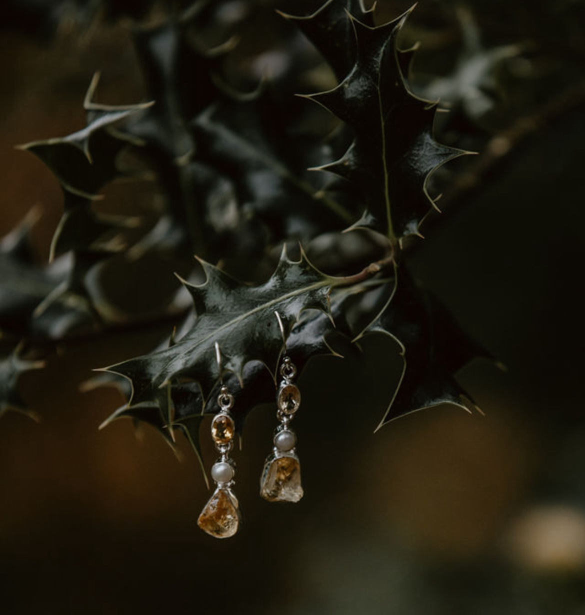 Citrine and Pearl Earrings