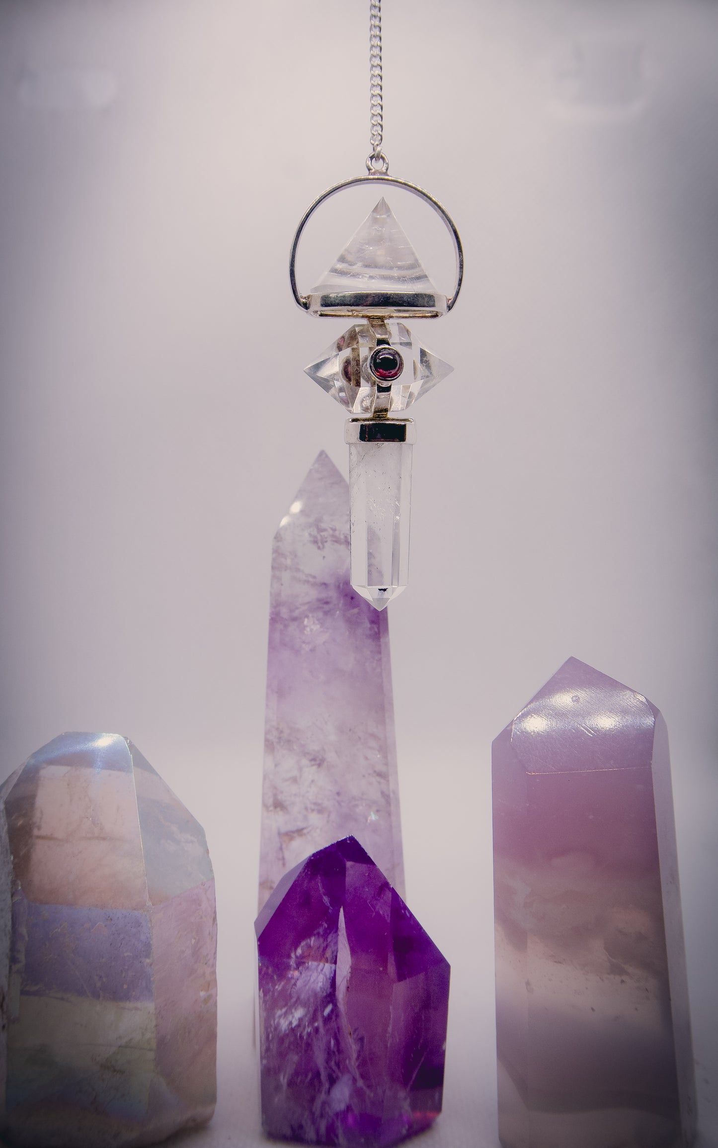 Clear Quartz and Garnet Pendulum | Stone & Spirit