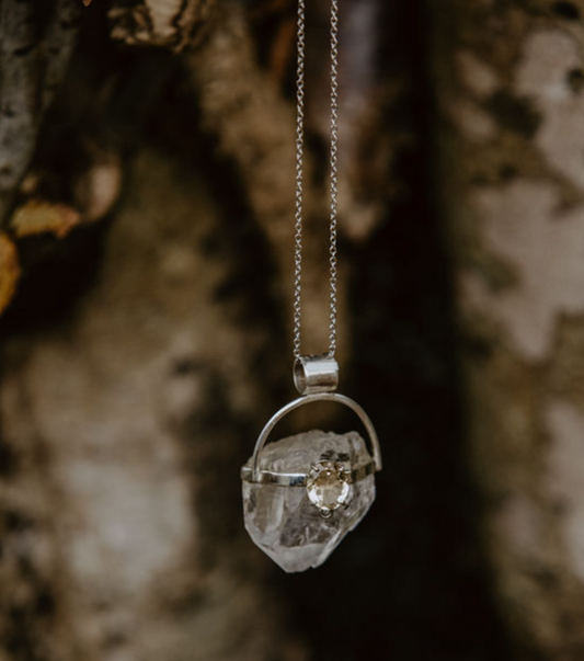 Quartz and Citrine Pendant