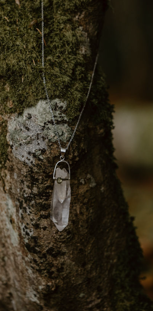 Clear Quartz and Peridot Pendant