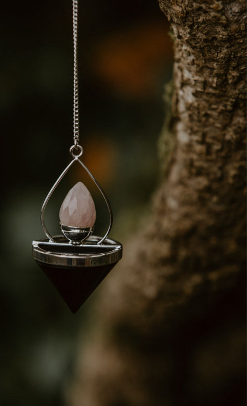 Rose Quartz and Tourmaline Pendulum