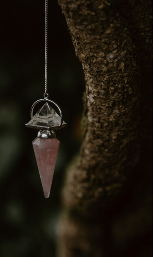 Rose Quartz and Clear Quartz Pendulum