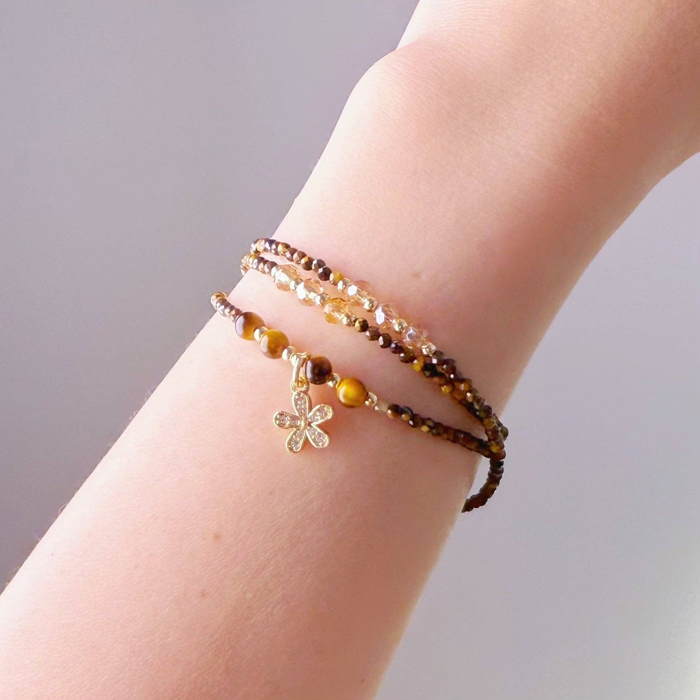 Handmade Tiger's Eye Crystal Necklace Multi Strap Bracelet