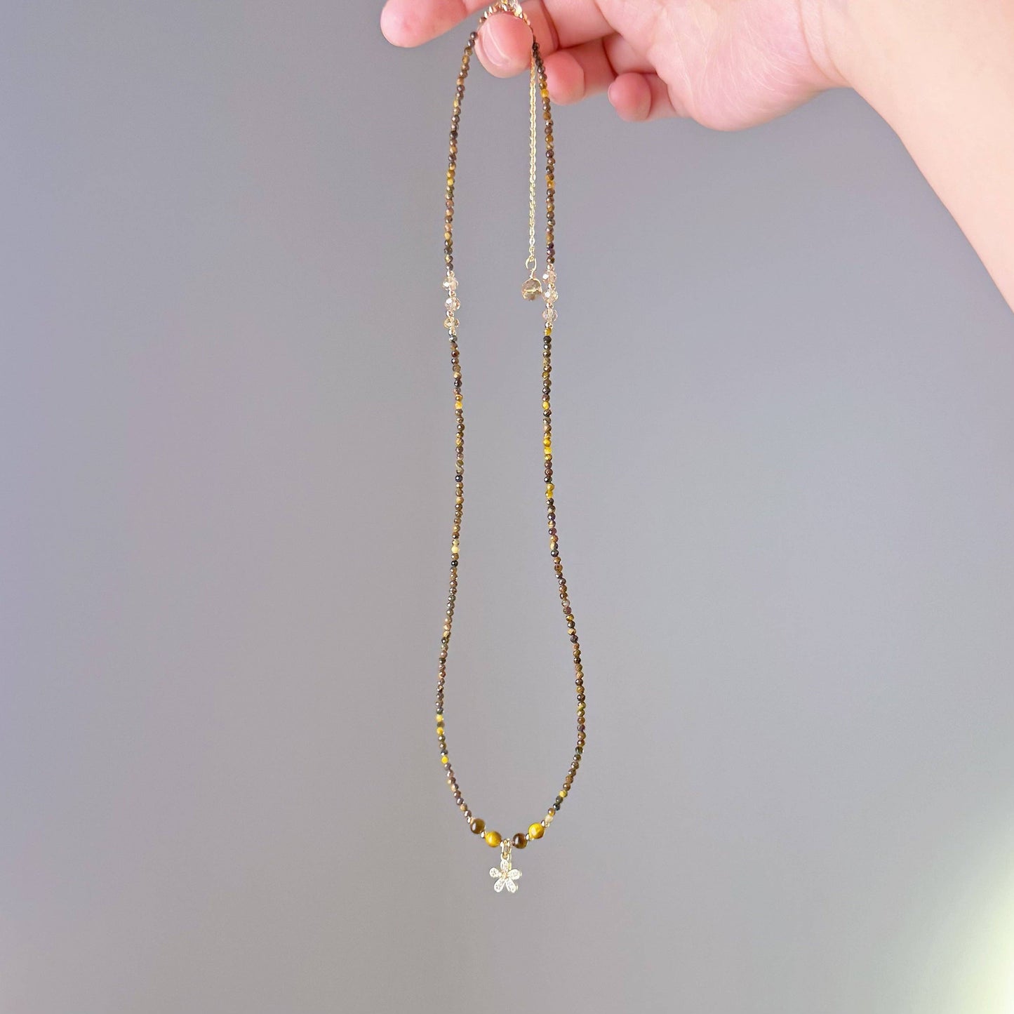 Handmade Tiger's Eye Crystal Necklace Multi Strap Bracelet